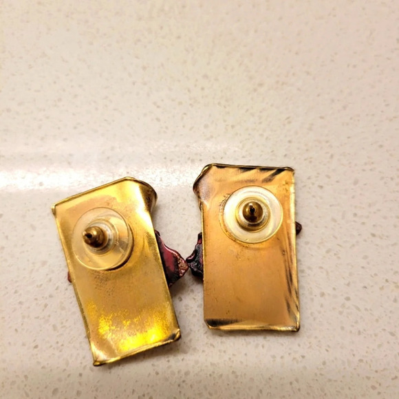 ❤️ 3 for $35 brass copper abstract art artistic  handmade earrings - Picture 8 of 8
